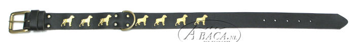 Afbeelding bij halsband met Rottweiler, messing, staand